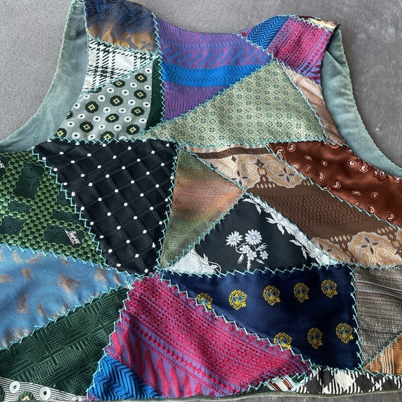 ‼️TRADED‼️RARE Vintage Reversible Silk Tie Patchwork Vest 🚢 - Picture 6 of 8